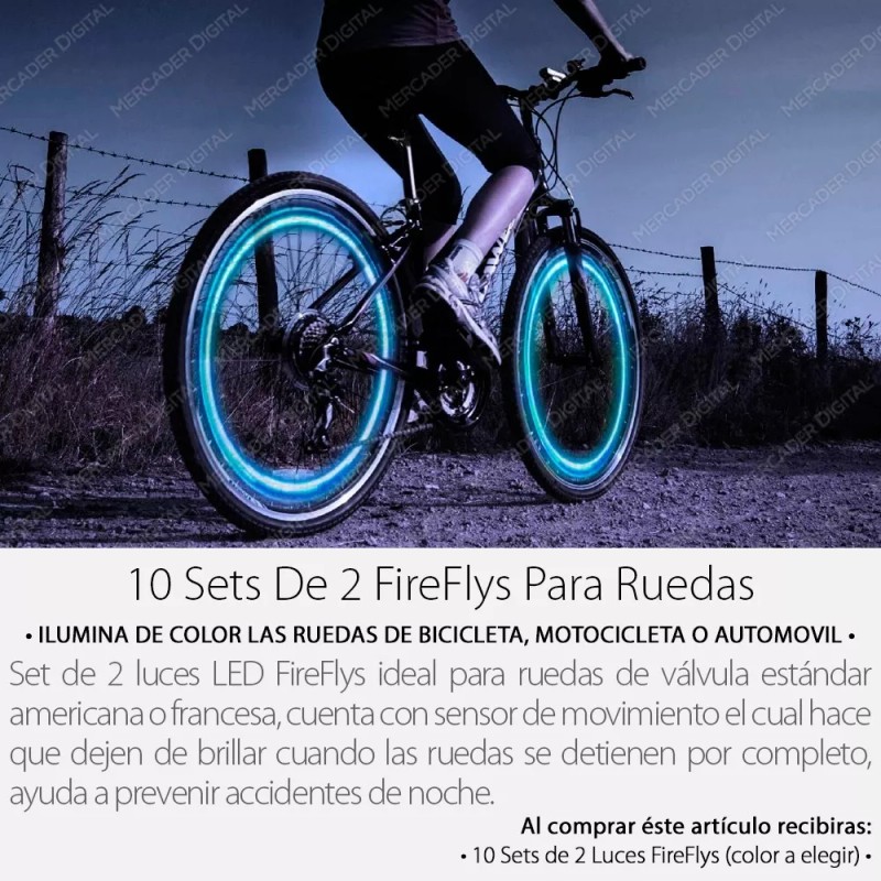 Mercader Digital 10 Pares Luz Led Válvula Llantas Bici Moto