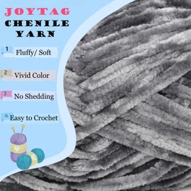 Velvet Chenille Yarn for Crocheting Dark Grey Velvet Yarn Fluffy Yarn Plush Yarn Thick Bulky Chunky Chenille Velvet Yarn Soft Baby Blanket Yarn for Crocheting Hand Knitting 100g-Dark Grey