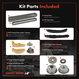 A-Premium 12x Engine Timing Chain Kit W/Sprocket & Tensioner & Guide Compatible with Kia Optima 2014-2015, Sorento 2012-2015, Sportage 2011-2016 - DOHC L4 2.0L 2.4L - Replace# 231212G590, 244202G101
