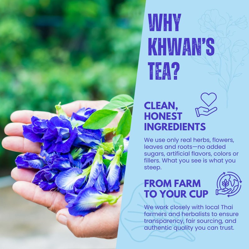 KHWAN’S TEA Butterfly Pea Flower - Premium Dried Blue Butterfly