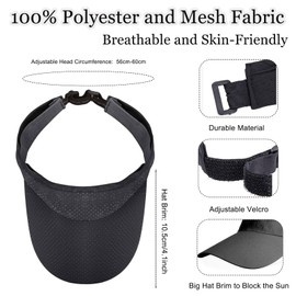 FOUNSHO 2PCS Sonnenvisier Kappe für Männer Frauen, Damen Sport Baseball Hut Schnell Dry Atmungsaktive Mesh Sommer Einstellbare Visier Hüte für Golf Tennis, Schwarz+Beige, M-L