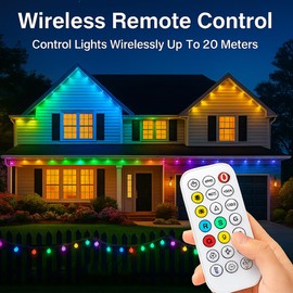 JQGWKJ Permanent Outdoor Lights, 100ft RGB with App Controlled Remote, DIY Scene Mode IP67 Waterproof LED, Music Synchronized Outdoor Lights for Houses