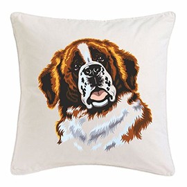 cushion cover pillowcase pillowslip 40x40cm "BERNARD DOGS BREEDING HOUSE DOGS KENNEL BREEDERS PUPPY TRAINING CARE" Microfiber in White