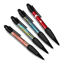 DV DESIGN Set of 4 Turkey Black Ballpoint Pens - Turkish Flag City Map Country Holiday Travel Friends Boys Girls Men Women Theme Pen #79538