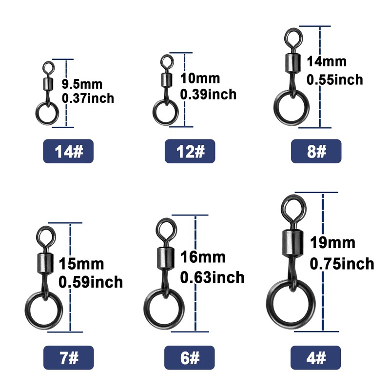 9KM DWLIFE Fishing Flexi Ring Swivels 30Pcs High Strength Micro