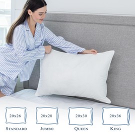 Feather/Down-Proof, 100% Cotton, Pillow Protector - Reduce Pokes with Hypoallergenic, Breathable, Machine Washable, Quiet, Soft Covers - Zippered Enclosure & Machine Washable (1, Standard)