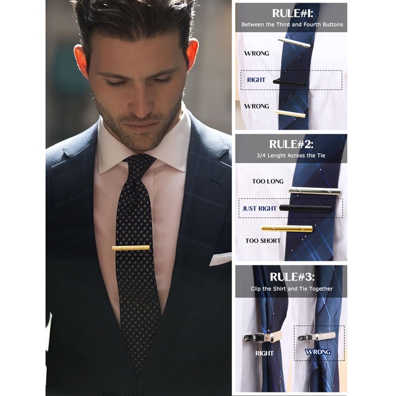 Jstyle 12 Pcs Tie Clips for Men Classic Tie Bar