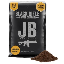 Black Rifle Coffee Company Ground Coffee Medium Roast - Roasted Blend Made from Pure Arabica Beans - Colombian & Brazilian Beans - Veteran Founded & American Made (Just Black, 5 lb Bag)