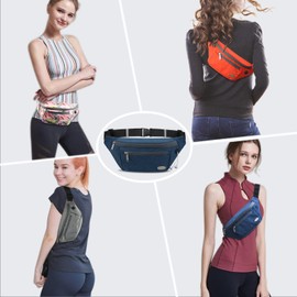 Entchin Fanny Pack for Women Men with 4-Zipper Pockets, premium fashion Waist Pack Crossbody Bum Bags for Hiking, Running, Travel, Cycling and Casual(Blue)