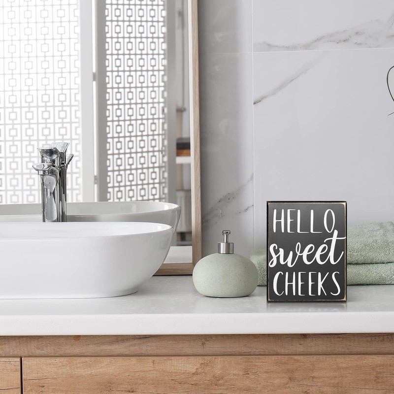 Pigort Pigort Hello Sweet Cheeks Sign - Bathroom Decor Modern