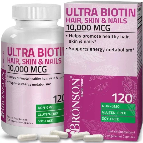 Bronson Biotina Premium Cabello Uñas 10,000mcg 120 Caps Eg Bb01
