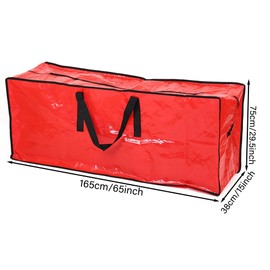 Jumbo Christmas Tree Storage Bag 165x38x75cm Large Christmas Storage Zip Bags for Christmas Tree, Lights, Decorations and Ribbon Tinsel, Red