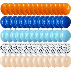 12 Inch 60 Pcs Blue and Orange Latex Balloons Kit Dark Light Blue Orange Wedding Party Decorations Basketball Birthday Bridal Baby Shower Decor Supplies Kids Boys Girls