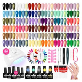 VANREESA Gel Nail Polish Kit with U V Light 53 Pcs Gel Polish Nail Set 36 Classic Colors Nail Polish Set + Base and 4 Effects Top Coat with Manicure Tools Complete Nail Kit Gifts for Women Girls