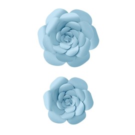 Wall Paper Flowers 3D Large Paper Flowers Decorations for DIY Wedding Bridal Shower Baby Girl Nursery Decor Kids Room Bedroom Flower Backdrop Party (2pcs-12"16"-Blue, Round leaf paper flower)