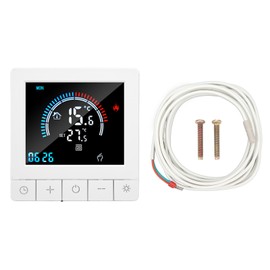 Floor Heating Thermostat LCD Display Touch Control Intelligent Timing Programmable Home Heating Controller AC 90‑240V 16A Electric Heating with WIFI (Included 3 Meter Sensing Cable)