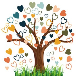 Nosiny 102 Pcs Classroom Tree Bulletin Board Decorations with Heart Shape Cutouts Back to School Decoration Welcome Classroom Bulletin Tree Wall Decors for Chalkboard School Elementary(Boho Colors)