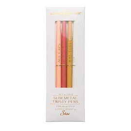 Designworks Ink Twisty Slim Metal Pen Set, Set of 4, Cream