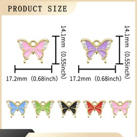 YionZian 30 Pieces Crystal Rhinestone Connector Butterfly Charm Alloy Enamel Evil Eye Charm Pendant for Fairy Party Favor Diy Earrings Necklace Bracelet Jewelry Making(In Bulk 3)