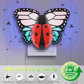 Fly Trap Indoor, Plug in Flying Insect Trap, Effective Fruit Fly Traps for Indoors, House Indoors Fly Trap for Fruit Flies, Gnats, Moths and Other Flying Houseflies(1 Device + 3 Pair of Glue Cards)