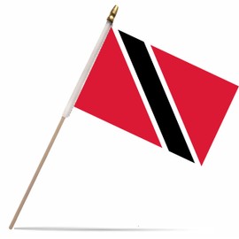 NJ & NJBW 20 Pack Small Mini Trinidad and Tobago Flag on Wooden Stick - 5 x 8inch Miniature Portable Handheld Pole Tobagonian Flags Decorations