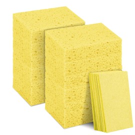 MOWPOG 12 PCS Dish Sponges Kitchen, Non Scratch Cleaning Sponge for Non Stick Cookware, Natural Compressed Cellulose Wash Scrub for Household Bathroom, Soft Washing Scrubbers (Yellow)