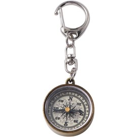 Gold Vintage Zinc Alloy Metal Compass with Chain, Key Ring Camping Compass Keychain Navigation Tools Key Ring,Compasses Electronics and Gadgets Recreation Accessories