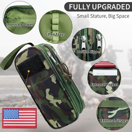 Fitvc Tactica Pencil Case for Boys,Large Boys Pencil Pouch with Zipper Compartments, Big Capacity Pencil Box Pen Bag Organizer for School College Office Kids Teen Boy Men Adult