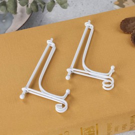 Artliving (2 Piezas) Hierro Pantalla Soporte Blanco Hierro Caballete para Libros de Cocina, Fotos, Platos Decorativos,Bowl,Placas, Tablets,4 Pulgadas