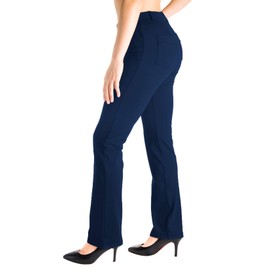 Yogipace,Belt Loops,Tall Women's Straight Leg Yoga Dress Pant Work Pants Commute Office Slacks,35",Navy Blue,Size XXL