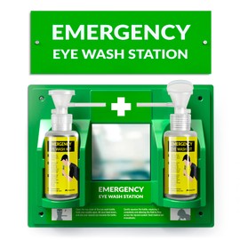 MAASTERS BPA Free Portable Eye Wash Station OSHA Approved - Wall-Mounted First Aid Eye Wash Kit w/Mirror & 2X 16oz Empty Bottles - No Eye Wash Solution Included - Emergency Eyewash - Set of 1