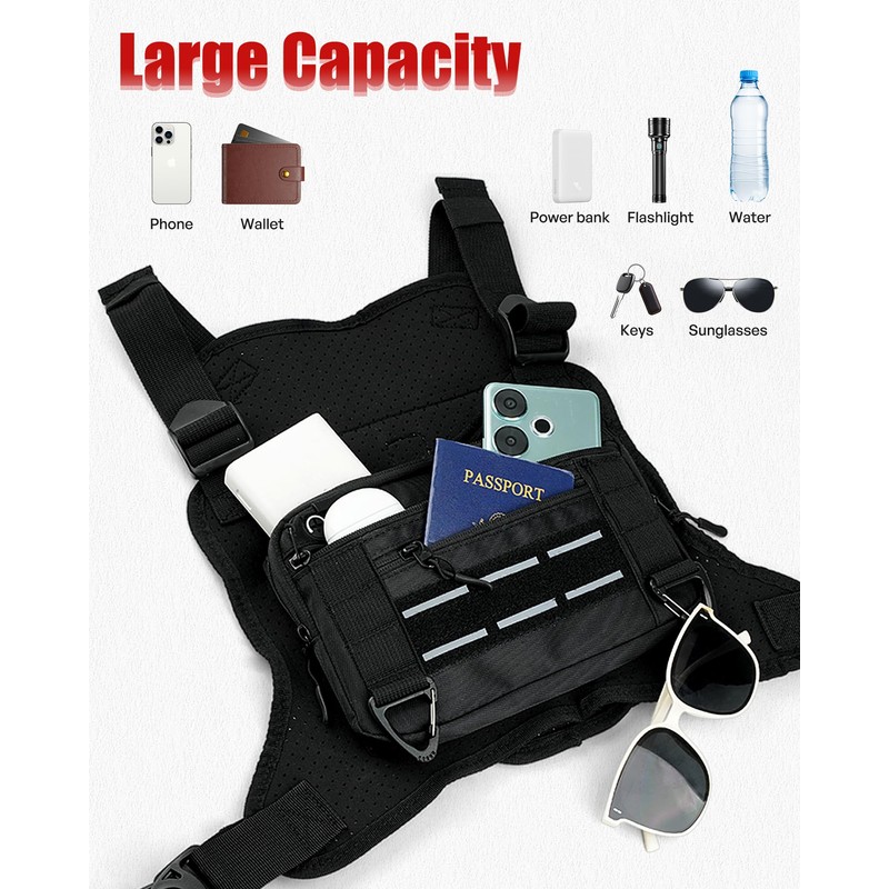 Sports Chest Bag for Men, Lightweight Water-Resistant Running Chest Pack