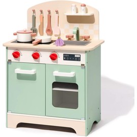 ROBUD Wooden Play Kitchen for Kids, Toddler Pretend Play Kitchen Set, Chef Kids Cooking Set, Toy Kitchen Set for Kids Boys Girls Ages 3 to 8 play food