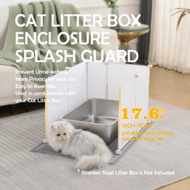 MEEXPAWS Cat Litter Box Enclosure Splash Guard Extra Large 28L × 21.5W x 18H inch, Light Weight Plastic Sheets with Cat Litter Mat Easy Clean (White)