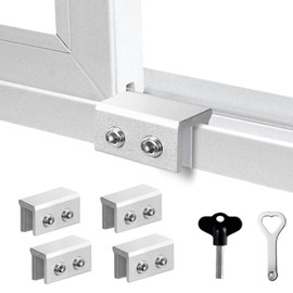 PINGXNG Window Locks,4 Sets,Alu Alloy material Window Lock for Vertical&Horizontal Sliding Windows and Doors,Adjustable Security Window Stop,for Child Home Safety,Bedroom,Office&Balcony(silver medium)