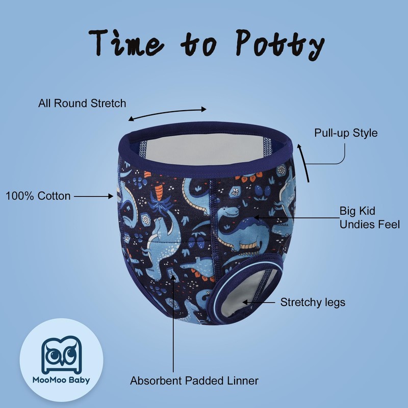 MooMoo Baby Absorbent Potty Training Underwear 6 Packs Cotton Training