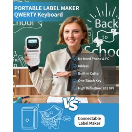 Vixic Label Maker, H1100 Label Maker Machine with-Tape, Portable Label Machine with Backlight Screen, Handheld Labeler Includes USB-C for Power, Multiple Font Icon for School Office Organization