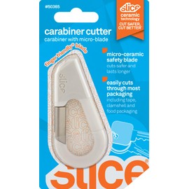 Slice Carabiner Cutter | Keychain Knife and Box Cutter with Ceramic Micro Blade | Lasts 11x Longer than Metal | Ecru