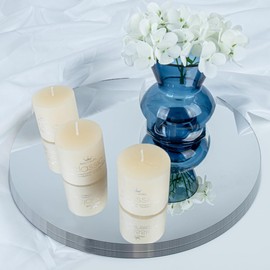 12 Pcs Acrylic Round Mirrors for Tables Centerpieces, 10 Inch Circle Mirrors Candle Plates for Wall Wedding Table Centerpieces Round Mirror Tray for Baby Shower Partys Christmas (Sliver, 10")