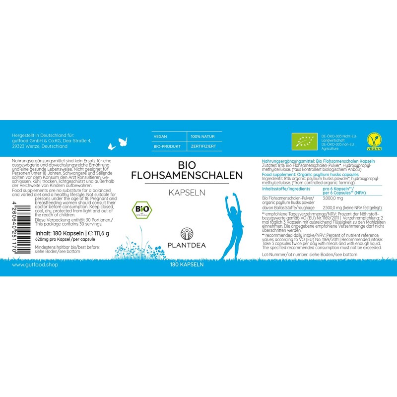 PlantDea Organic psyllium husk capsules