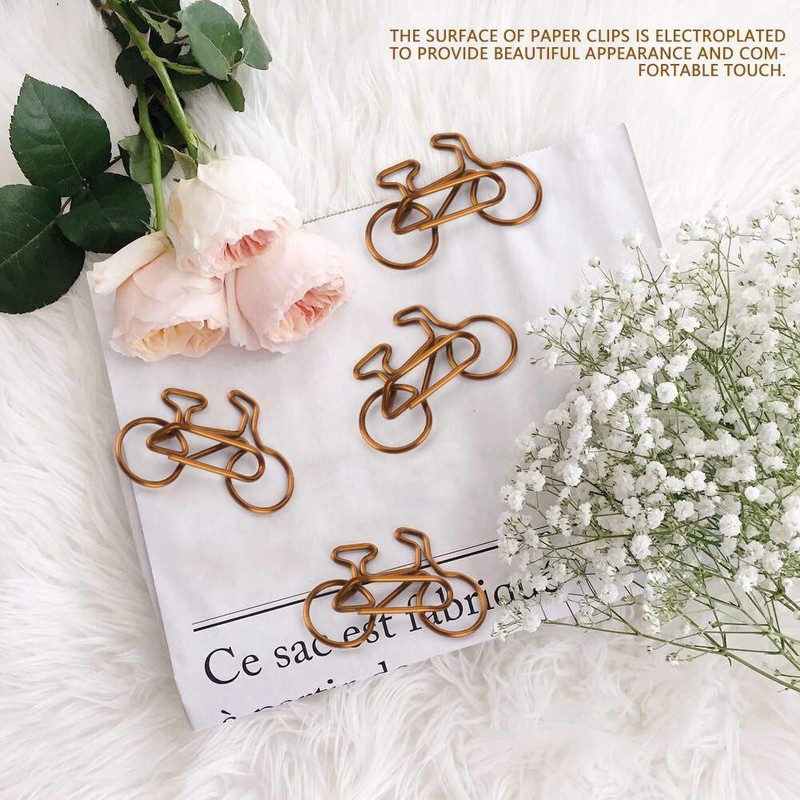 20 Pcs Bicycle Shape Metal Paper Clips Coffee Bookmark Office