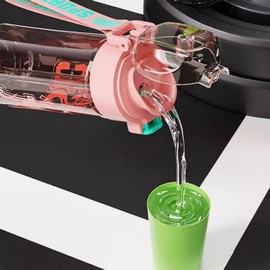 LFRNZS Plastic Water Bottle, Sports Drink Bottls for Gym, Camping,Hiking School, Wide Mouth, Shatter-Proof,Leakproof,24OZ (Pink)