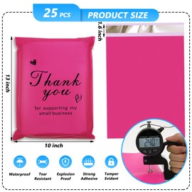 Jowlroel Thank You Poly Mailer 6x9 Inch 100 Pcs, Waterproof and Tear-Resistant Shipping Bags for Clothing, Strong Mailing Bags with Self-Seal, Cute Packaging Bags for Small Business - Rose Red