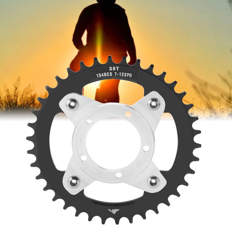 104BCD Electric Bike Chainring and Adapter 38T Aluminum Alloy CNC