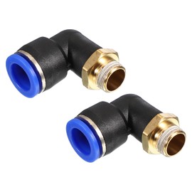PATIKIL 1/4" Push-to-Connect-Fitting, 2er Pack PT-Männliches Gewinde 90-Grad-Verbindung 12mm Rohrbogen und Gerade Kombination Luftrohranschluss Pneumatischer, Blau