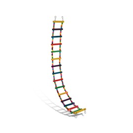 DS. DISTINCTIVE STYLE Bird Ladder Toys Coloured Flexible Parrot Swing Bridge Wooden Cockatiel Cage Hanging Climbing Ladder (39 in (16 Steps))