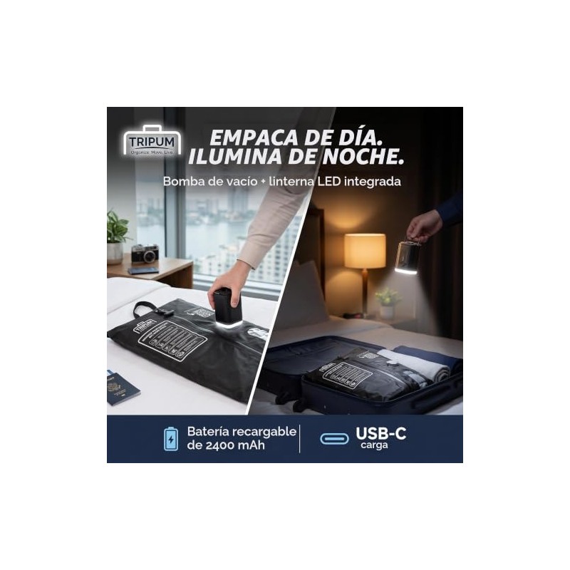 TRIPUM - Bolsas de vacío de viaje con bomba eléctrica