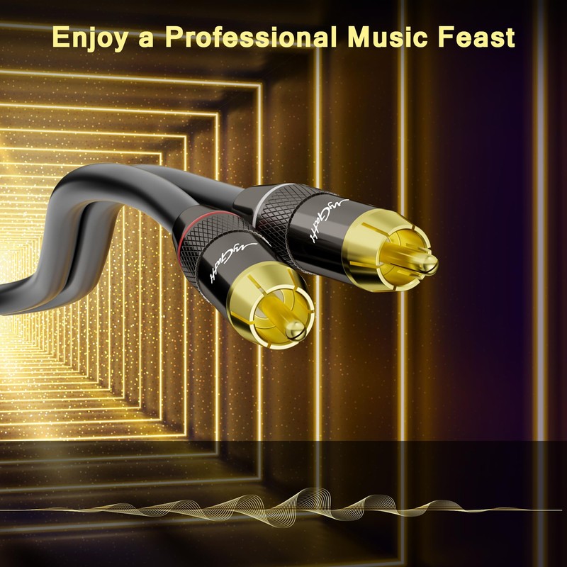 RCA Cable 20 FT, 90 Degree Right Angle 2RCA to