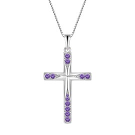 Starnny Cross Necklace for Women Birthstone Necklace for Women 925 Sterling Silver