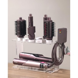 Hair Tool Holder for Dyson Airwrap, Acrylic Double-Layer Storage Holder, Hair Dryer Stand Wall Mounted or Desktop, Dyson Hair Tool Holder for Dyson & Shark Attachments, Transparent CHOCHOYAH